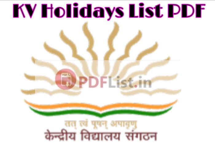 KV School Holidays List 2022-23 PDF Download